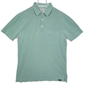 Faherty Brand Mens Small‎ Sage Green Slub Short Sleeve Pocket Polo Shirt - READ